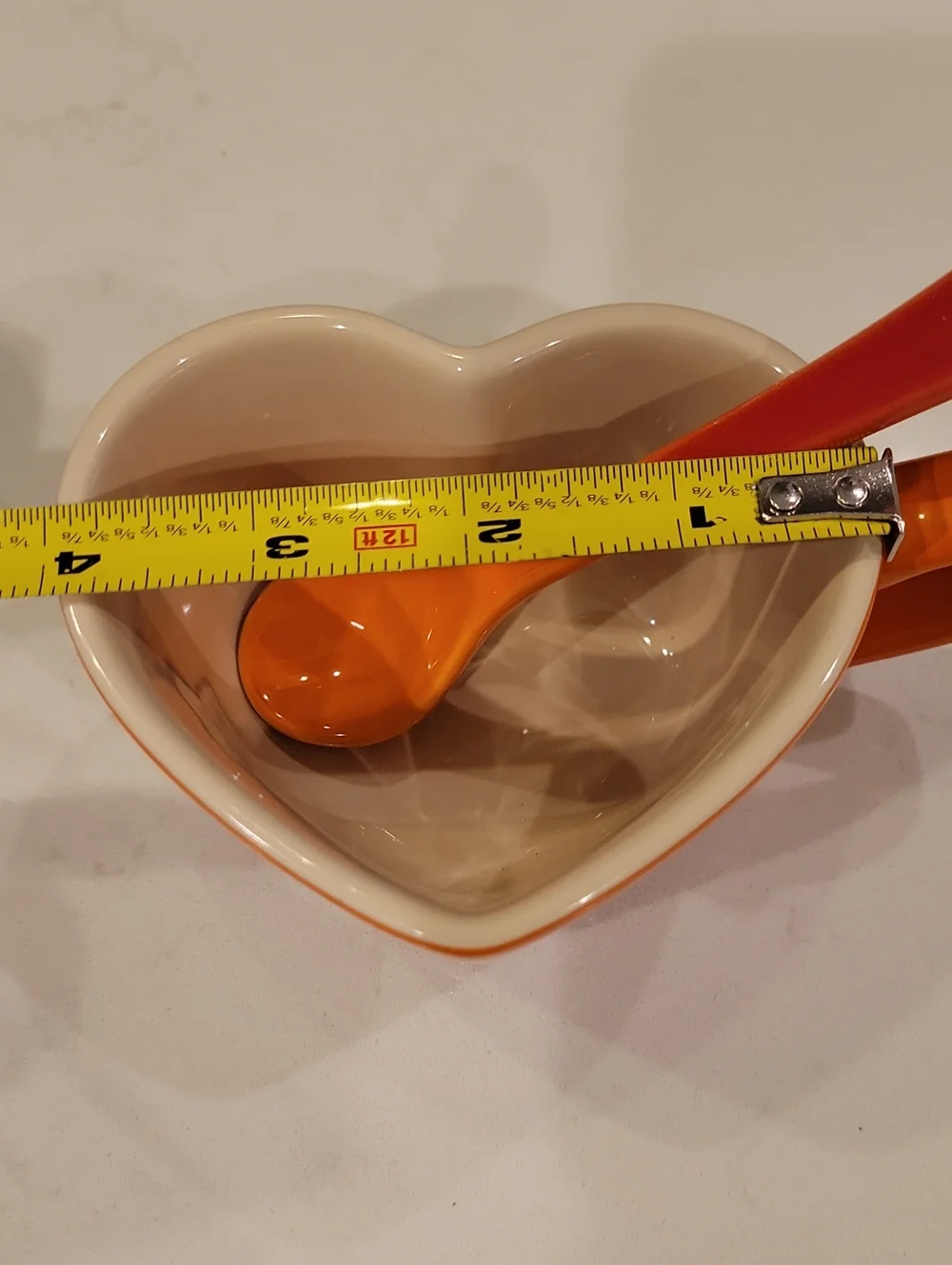 Le Creuset Flame Orange Heart Mug And  Cafe Spoon Bundle